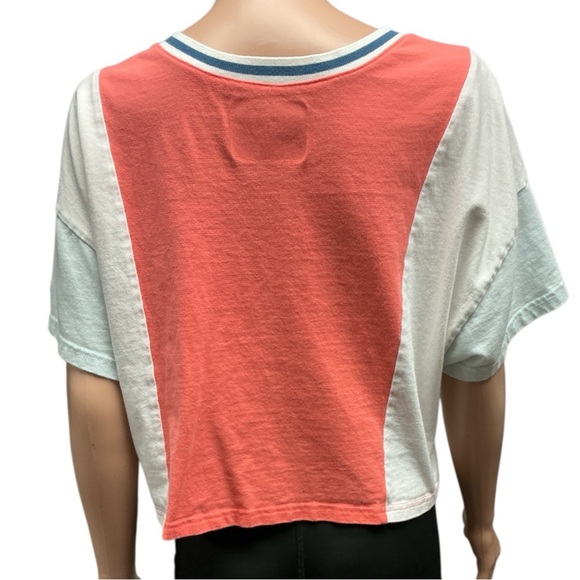 Champion - NWT - Coral, White & Baby Blue Colorblock Boxy Crop Sweatshirt - Picture 4 of 4
